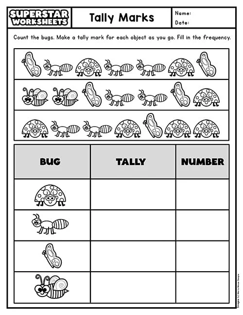 tallymarkworksheets bugs
